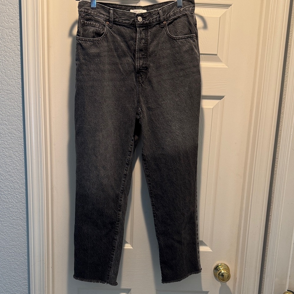 PacSun Gray Two Tone Denim Button Fly High Rise Women's Ankle Straight Jeans 29”